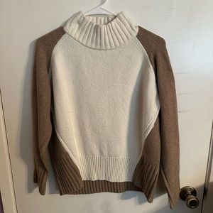 Two tone turtleneck sweater